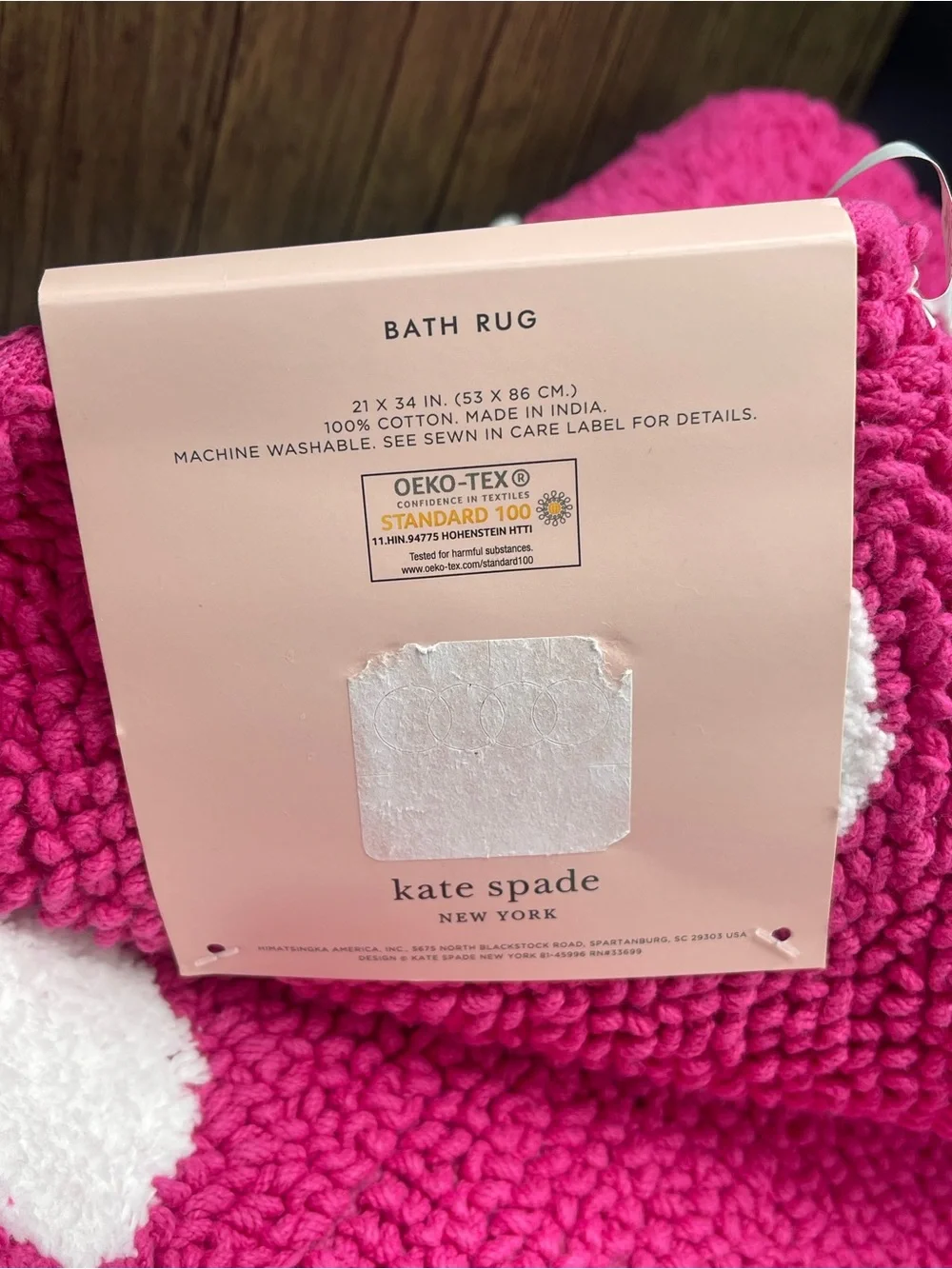 KATE SPADE Pink w/ White Dots Bath Rug 21